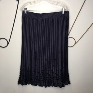 Meadows & Byrne dark navy blue pleated skirt